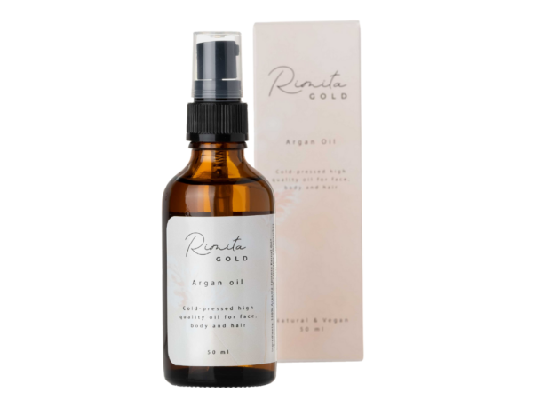RimitaGold 100 % reines Arganöl – kaltgepresstes Gesichtsöl für Haut und Haare