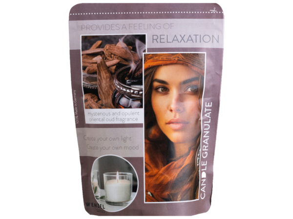 WENZEL Kerzengranulat 400 g Relaxation mit 4 Dochten, Kerzengranulat Relaxation 400g von WENZEL für DIY Kerzen, WENZEL Duft Kerzengranulat 400 g Relaxation zum Kerzen selber machen, Kerzengranulat 400 g Relaxation Set inklusive Docht und Halter, Detailaufnahme WENZEL Kerzengranulat Relaxation Wachsgranulat Struktur, DIY Kerzen im Glas mit WENZEL Kerzengranulat 400 g Relaxation, Kerzenzubehör WENZEL Kerzengranulat Relaxation 400g