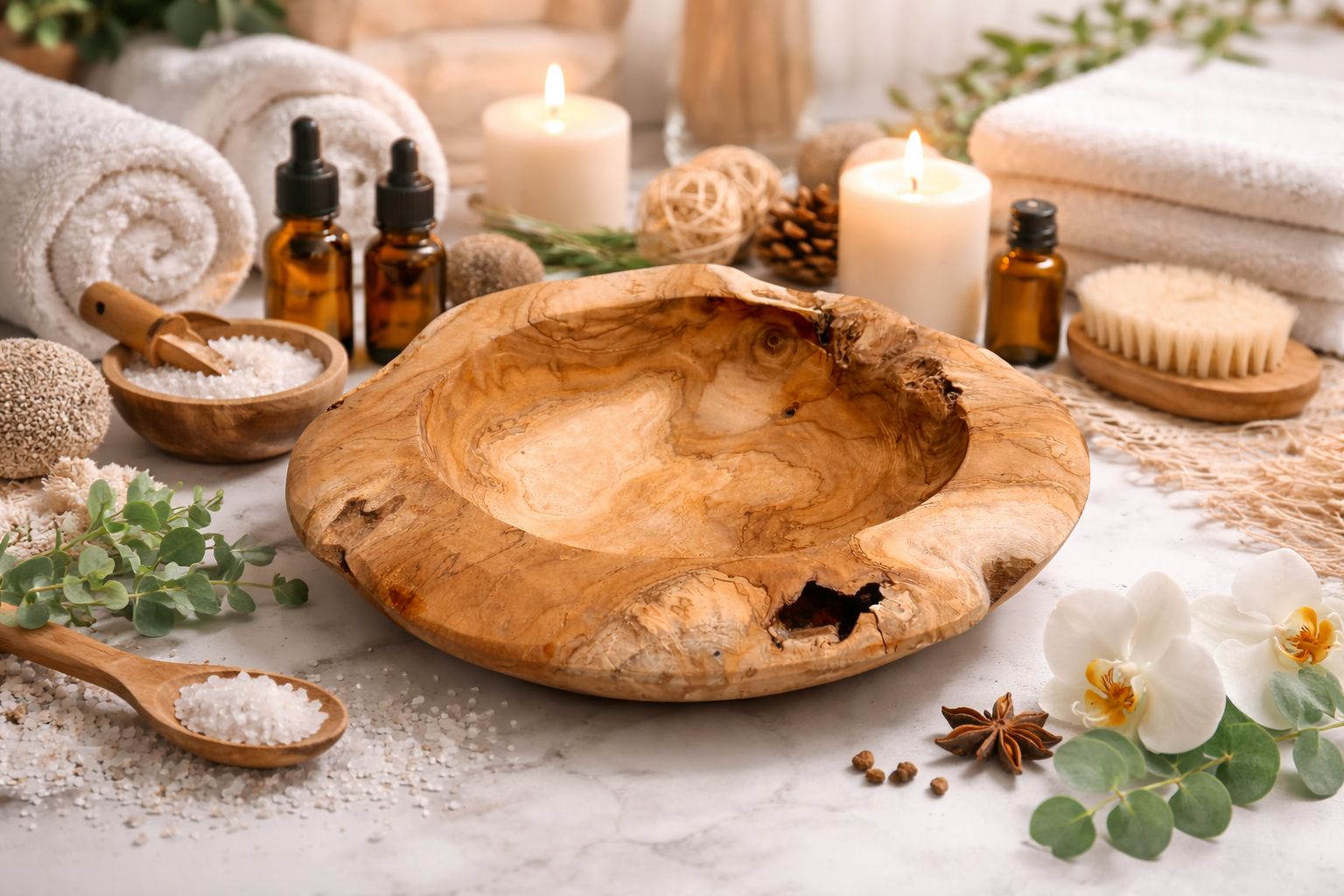 Handgefertigte Holzschale Teakholz Ø 30 cm – Bild 2