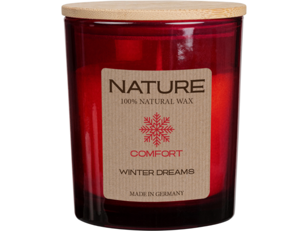 duftkerze im glas winter dreams, duftkerze kaufen, natur duftkerze deutschland, winter dreams duftkerze detail, aroma kerze winter dreams, premium duftkerze, duftkerze glas design, winter kerze wohnraum, aromakerze modern, duftkerze für wohnung, duftkerze wellness zuhause, aromatherapie kerze, NATURE Duftkerze Winter Dreams CO₂-neutrale Duftkerze im Glas – natürliche Duftöle, rußarmer Abbrand und ca. 28 Stunden Brenndauer