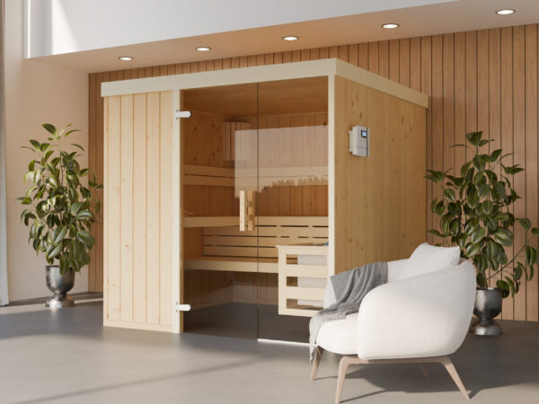 premium innensauna lena teil glasfront, indoor sauna kaufen, innensauna glasfront deutschland, innensauna glasfront innenraum, sauna indoor wellness, hochwertige sauna glasfront, innensauna holz und glas detail, sauna glas teilfront design, glasfront sauna material, innensauna sitzbank ergonomisch, sauna innenbereich komfort, indoor sauna sitzplätze