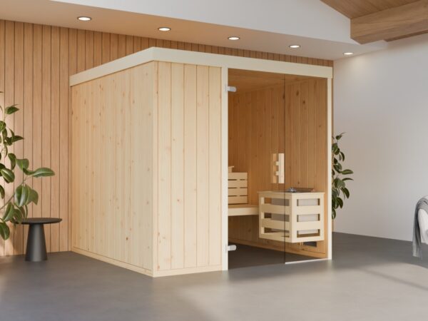 premium innensauna lena teil glasfront, indoor sauna kaufen, innensauna glasfront deutschland, innensauna glasfront innenraum, sauna indoor wellness, hochwertige sauna glasfront, innensauna holz und glas detail, sauna glas teilfront design, glasfront sauna material, innensauna sitzbank ergonomisch, sauna innenbereich komfort, indoor sauna sitzplätze