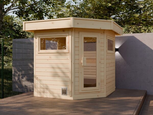 Gartensauna FRANCIS 5-Eck aus nordischer Fichte für Garten und Außenbereich