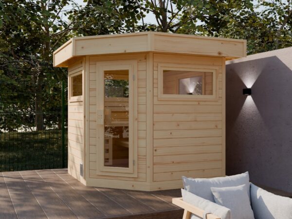 Premium Gartensauna FRANCIS 5-Eck für Garten und Ferienhaus